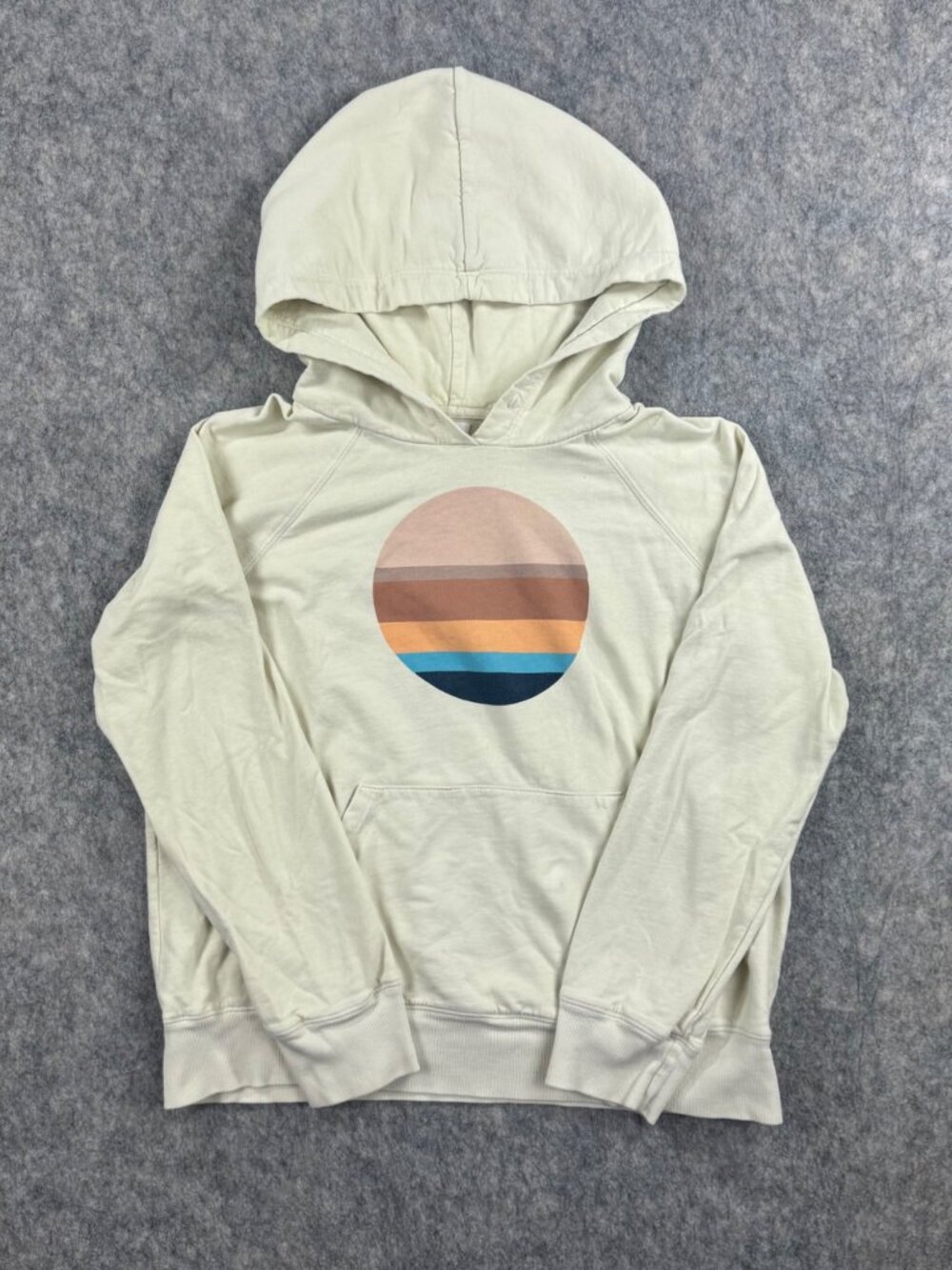 Sundry Hoodie Retro Sun Graphic Size 2 M Cream Long Sleeve Pullover